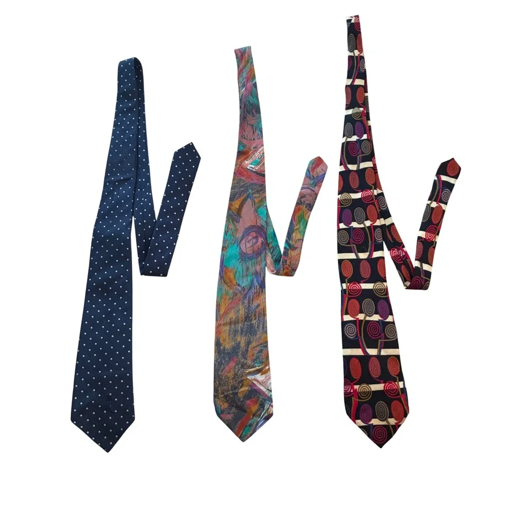 Vintage Abstract Painterly Necktie lot 3 Mens OS Multicolored Art Teacher Office